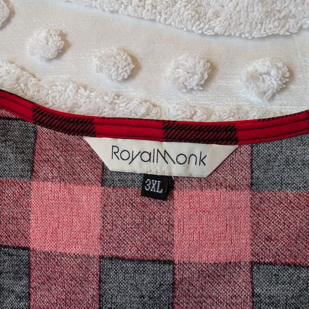 Royal Monk 3X buffalo plaid v-neck crop top skull cherry spiderweb EUC - Picture 7 of 10